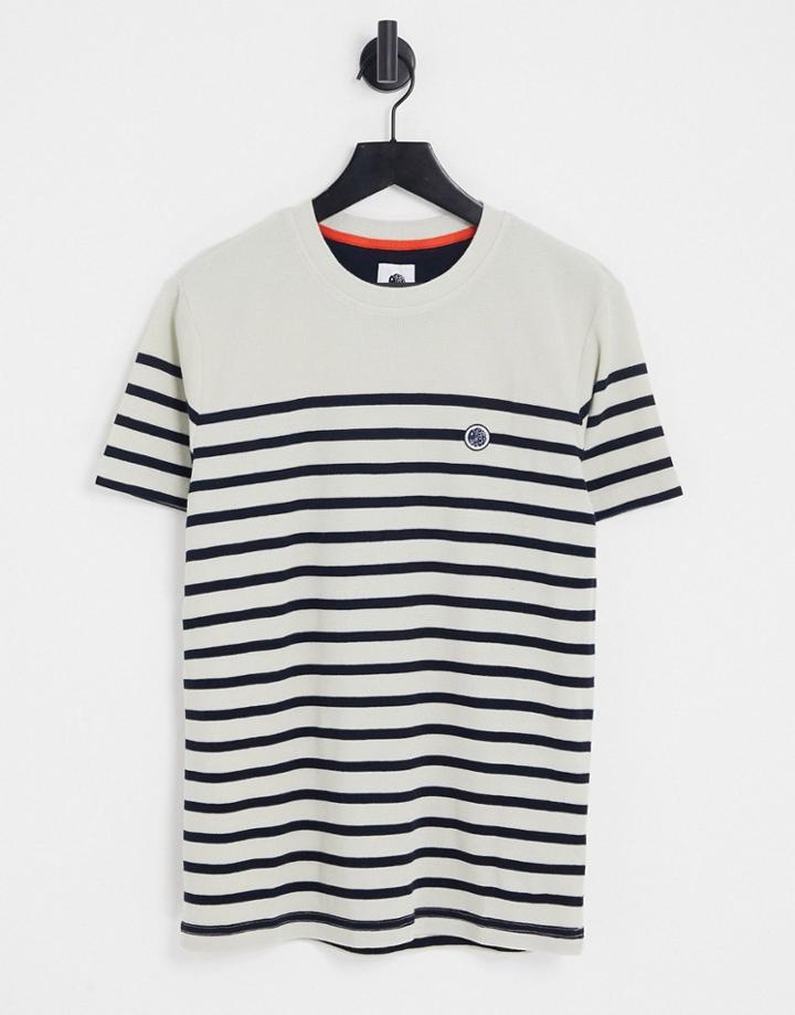 Pretty Green Breton Stripe T-shirt In Stone-neutral
