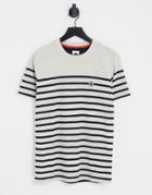 Pretty Green Breton Stripe T-shirt In Stone-neutral