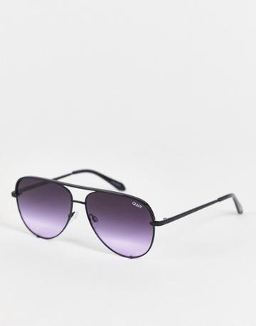Quay X Paris Hilton High Key Aviator Sunglasses In Black Purple