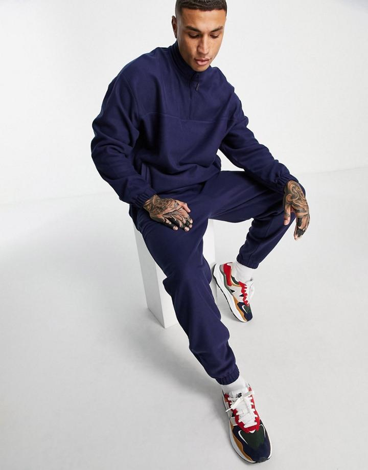 Asos Design Oversized Polar Fleece Sweatpants In Navy - Part Of A Set