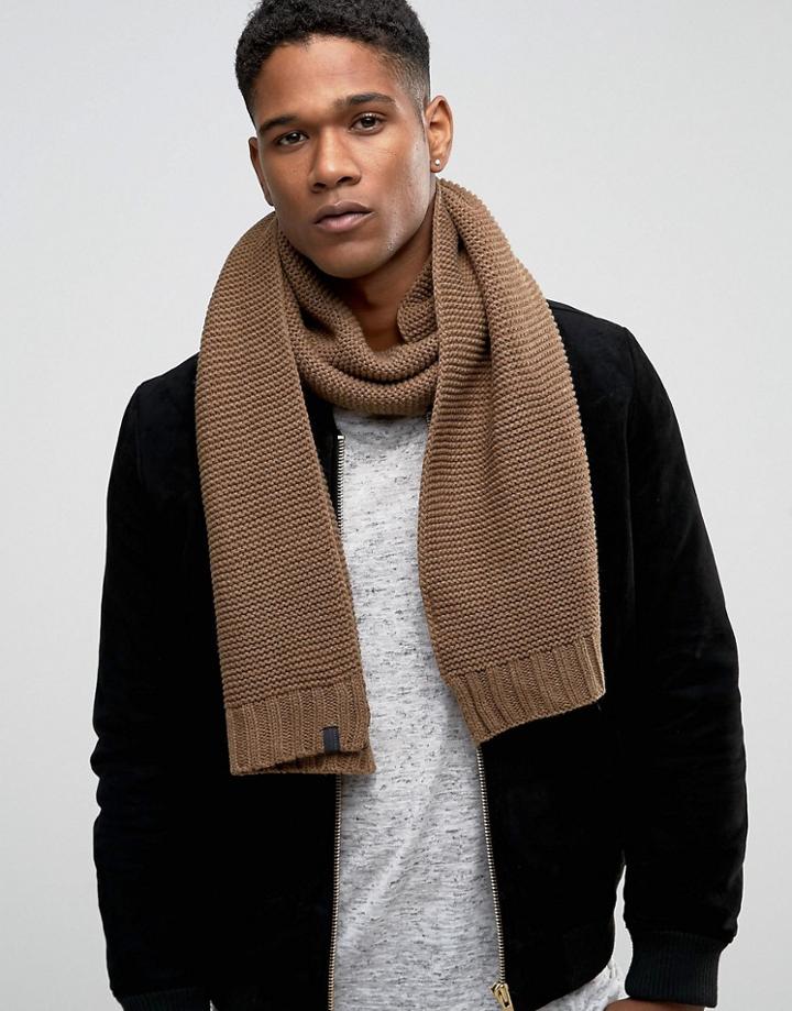 Selected Homme Scarf In Textured Knit - Beige