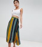 Boohoo Striped Belted Midi Skirt - Multi