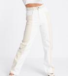 Reclaimed Vintage Inspired 90's Dad Jeans In Ecru And Sand Color Block-white