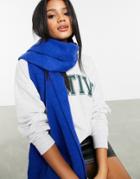 Asos Design Supersoft Long Woven Scarf With Raw Edge In Cobalt Blue-blues
