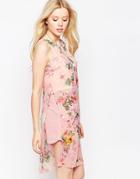 Parisian Printed Longline Tunic Top With Side Splits - Pink
