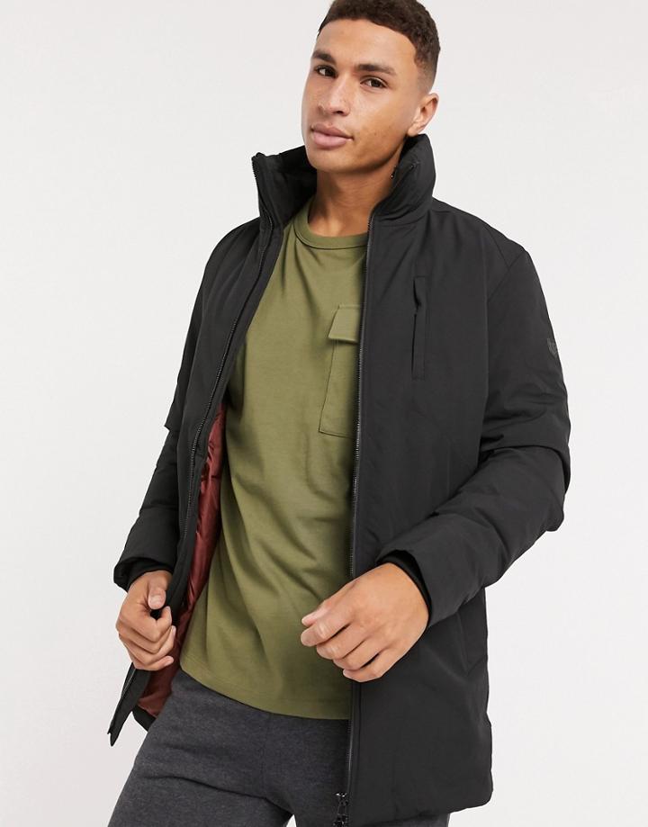 Jack & Jones Premium Parka With Fold-away Hood In Black