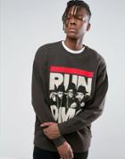 Asos Oversized Sweatshirt With Run Dmc Print - Black