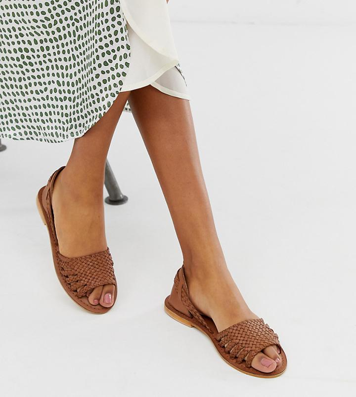 Warehouse Plaited Huarache Sandals In Tan - Tan