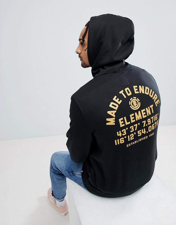 Element Hub Hoodie With Back Print - Black