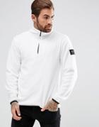 Nicce London Half Zip Track Top In White Fleece - White