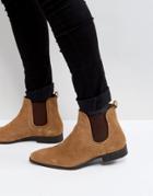 Zign Suede Chelsea Boots In Cognac-brown
