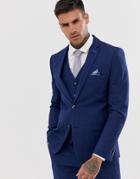 Harry Brown Slim Fit Semi Plain Navy Suit Jacket