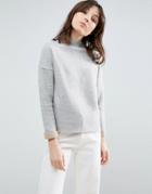 Native Youth Double Color High Neck Sweater - Gray