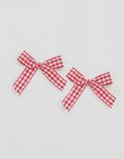 Limited Edition Gingham Bow Stud Earrings - Red