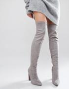 Truffle Wham Over The Knee Stretch Boot - Gray