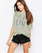 Pepe Jeans Jamy Smudged Logo T-shirt - 706washed Army