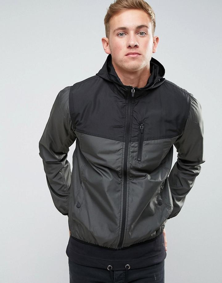 Brave Soul Festival Lightweight Wind Runner Color Block Jacket - Green