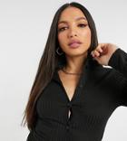 Asos Design Tall Fitted Rib 90s Shirt In Black