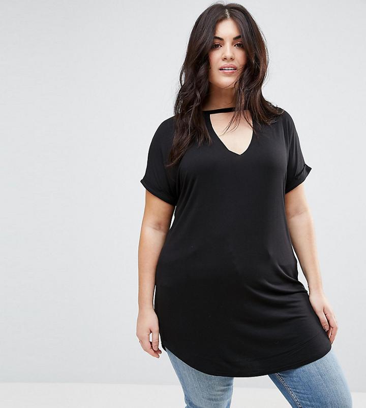 New Look Curve Choker T-shirt Dress - Black