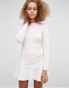 Warehouse Pointelle Puff Sleeve Sweater - Pink