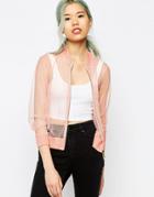 Asos Bomber Jacket In Mesh - Nude