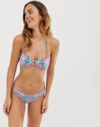 Accessorize Jessie Embroidered Stripe Bandeau Bikini Top In Blue Multi - Multi