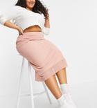 Fashion Union Plus Midi Body-conscious Skirt In Check Mesh Set-pink