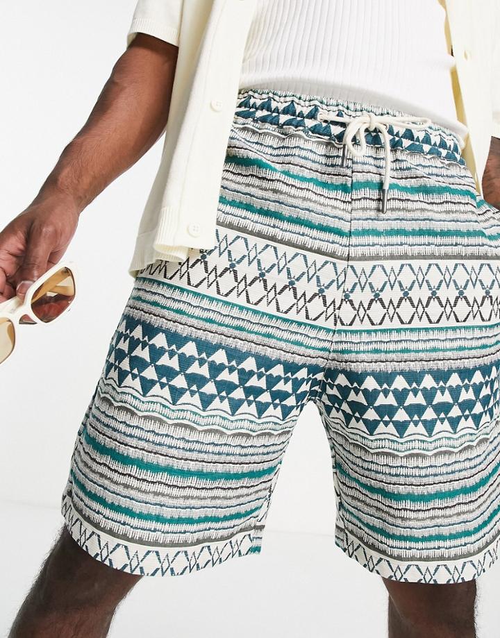 Bershka Jacquard Design Shorts In Blue