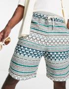 Bershka Jacquard Design Shorts In Blue