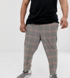 Asos Design Plus Tapered Pants In Brown Check - Brown