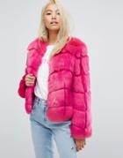 Jakke Cropped Faux Fur Paneled Coat - Pink