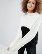 Monki Color Block High Neck Sweater - Multi