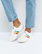 Gola Coaster Sneakers In Off White With Rainbow Detail - White