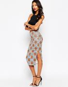 Asos Pencil Skirt With Spot And Stripe - Printed