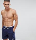 Fila Black Line Swim Shorts With Logo Waistband In Navy - Navy