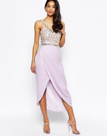 Virgos Lounge Crystal Embellished Midi Dress - Purple