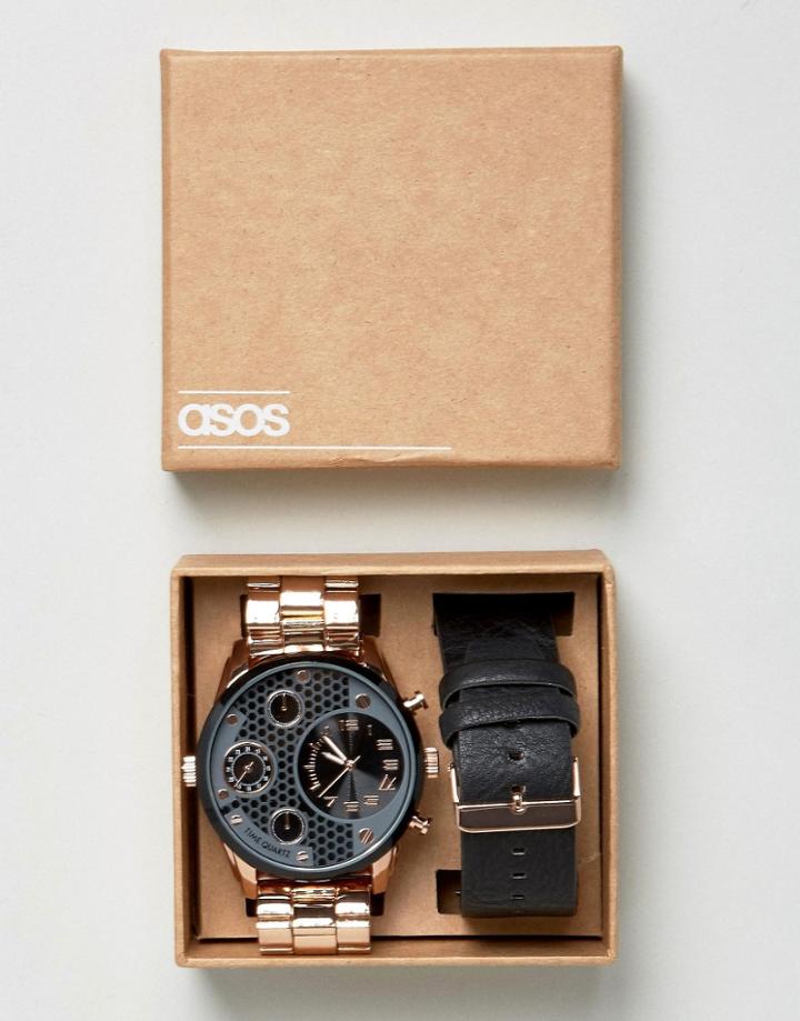 Asos Oversized Interchangeable Bracelet Watch - Black