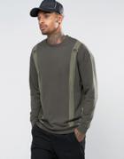 Asos Oversized Longline Sweatshirt With Taping - Green