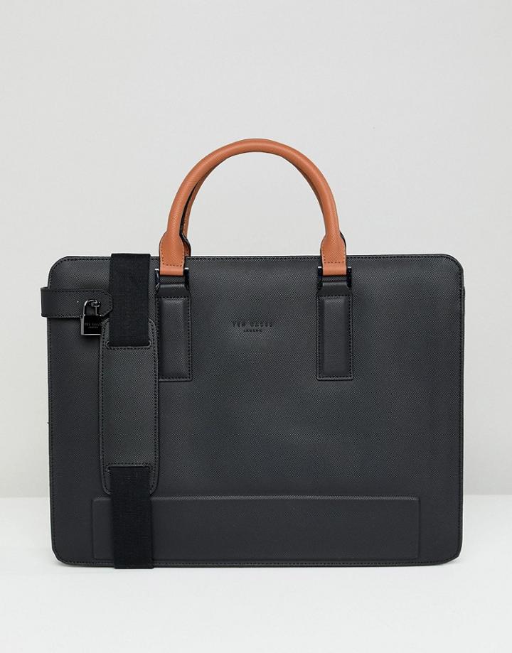 Ted Baker Stark Document Bag In Leather - Black