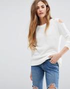 Daisy Street Cold Shoulder Sweater - Cream