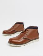Original Penguin Chukka Boots With Contrast Collar In Tan Leather-brown