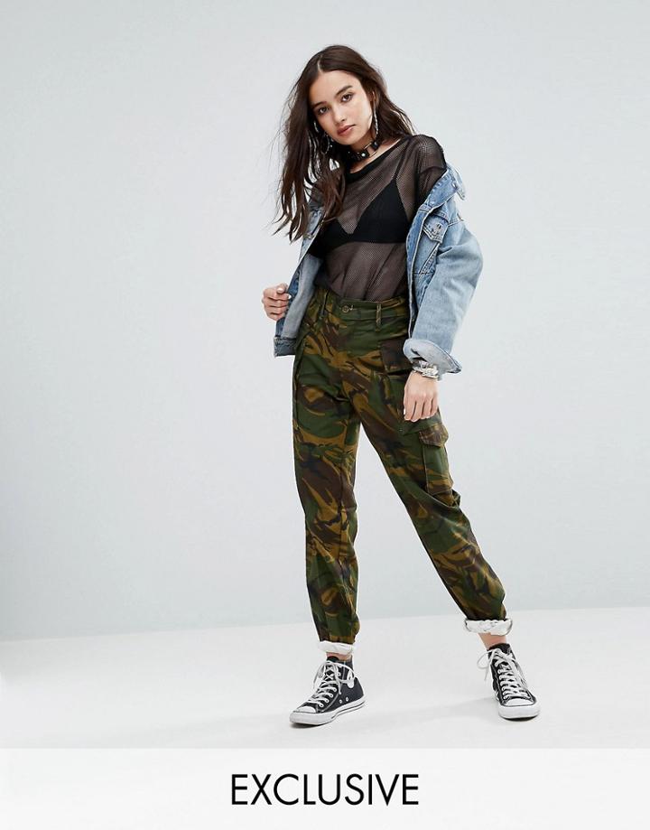 Reclaimed Vintage Revived Military Pants In Camo - Green