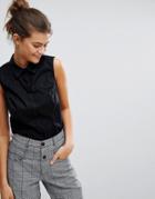 Asos Design Fuller Bust Sleeveless Shirt In Stretch Cotton - Black