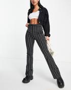 Asos Design Slim Kickflare Pant In Black Pinstripe