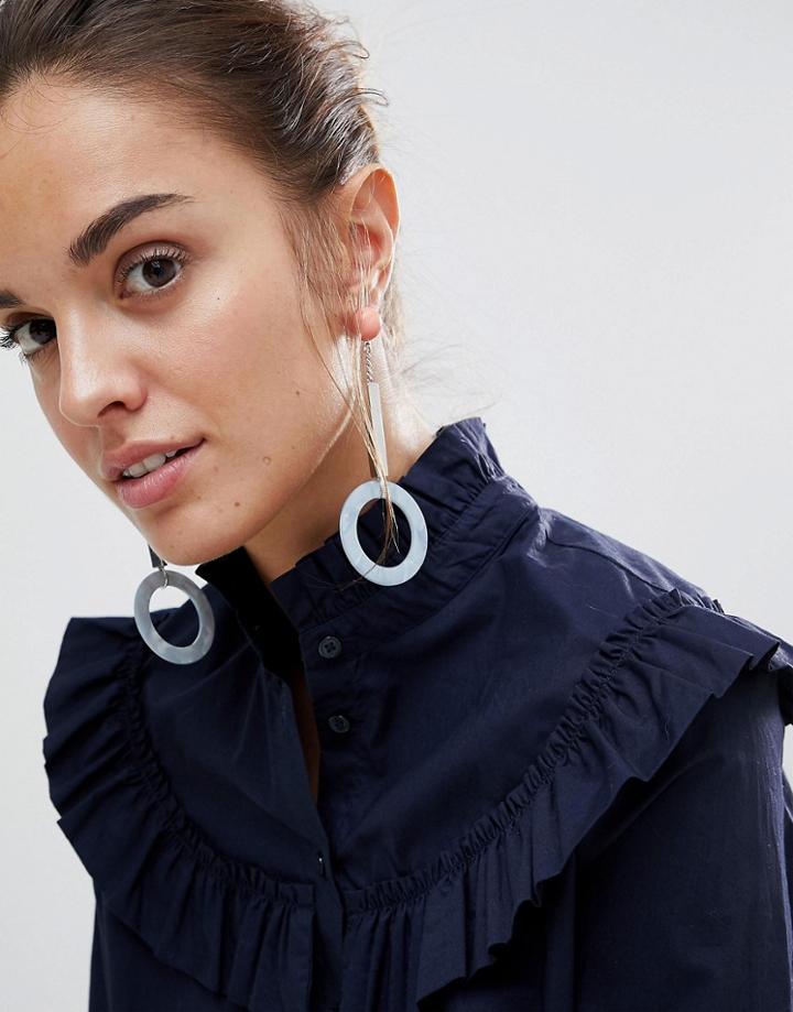 Asos Pretty Resin Bar Drop Earrings - Silver