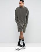 Asos Loungewear Drop Crotch Short In Towelling - Green