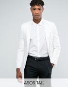 Asos Tall Super Skinny Blazer In White Jersey - White