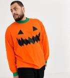 Asos Design Plus Halloween Oversized Long Sleeve Pumpkin T-shirt