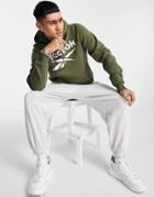 Reebok Over The Head Hoodie With Large Logo In Green
