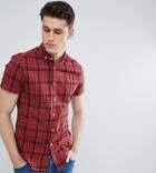 Asos Design Tall Skinny Twill Check Shirt - Red